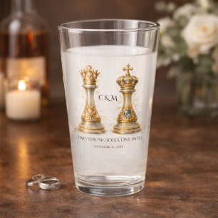 Verre de souvenir de mariage du couple royal roi r