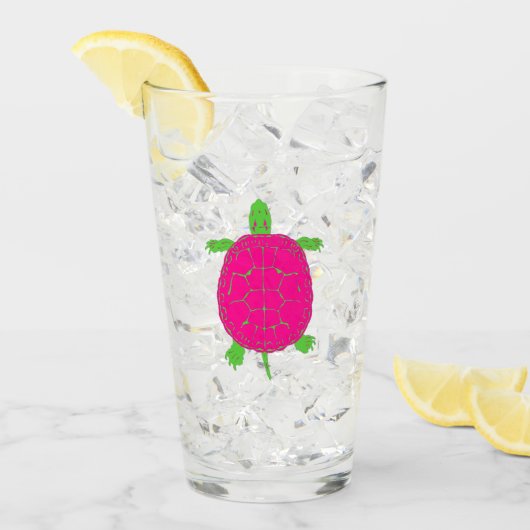 Verre de Tortue Rose et Vert (Devant glace)