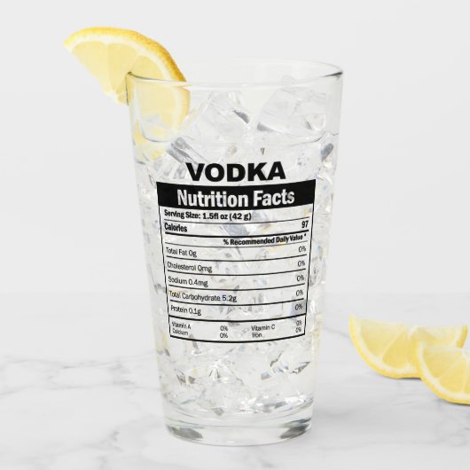 Verre de valeur nutritive de la vodka amusant (Devant glace)