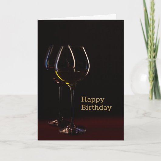 Verre de vin noir Bonne carte d'anniversaire (Devant)