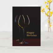 Verre de vin noir Bonne carte d'anniversaire (Fleur jaune)