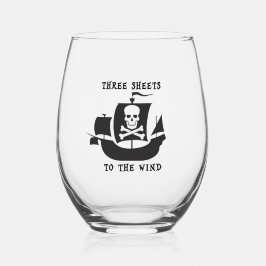 Verre de vin pirate Trois feuilles au vent (Recto)