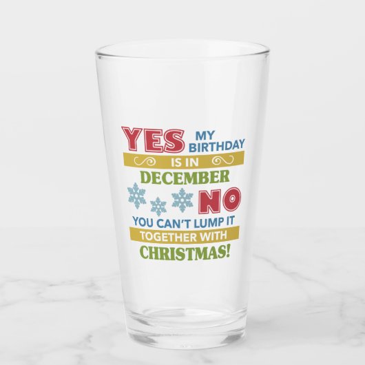 Verre Décembre Anniversaire Noël Humour (Devant)