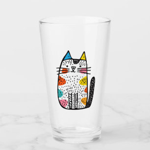 Verre Décor de chats de caricature coloré mignon