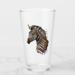 Verre Décor de tête de zèbre aquarelle