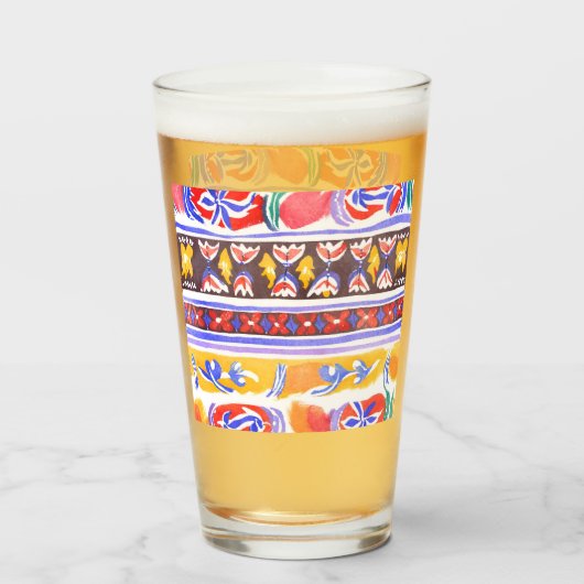 Verre décoration traditionnelle roumaine (Devant (rempli))