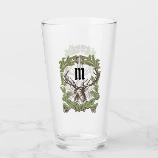 Verre Deer Buck Pine Garland Monogram Man Cave Lodge (Devant)