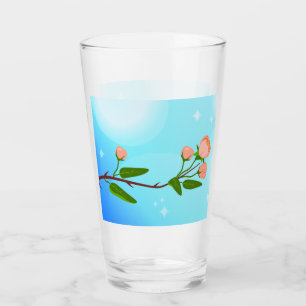 Verre Dégradé du ciel bleu avec branche de ressort fleur
