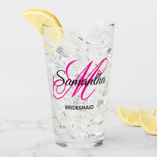 Verre Demoiselle d'honneur monogramme fantaisie noir et (Devant glace)