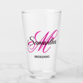 Verre Demoiselle d'honneur monogramme fantaisie noir et (Devant)