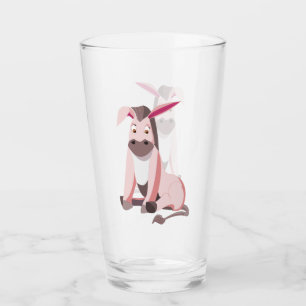 Verre d'enfant amusant avec âne rose - Peinture