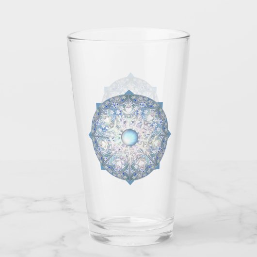 Verre Dentelle en céramique bleu & flocon de neige (Devant)