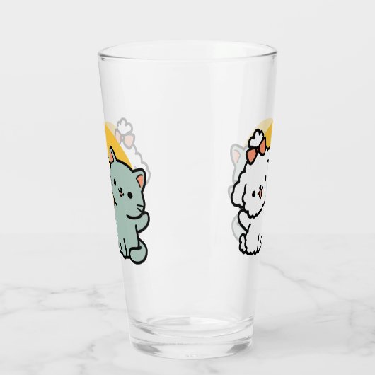 Verre Des amis vrais pour toujours | Cute Cat & Chien Du (Gauche)