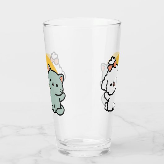 Verre Des amis vrais pour toujours | Cute Cat & Chien Du (Droite)
