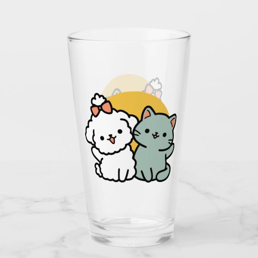 Verre Des amis vrais pour toujours | Cute Cat & Chien Du (Devant)