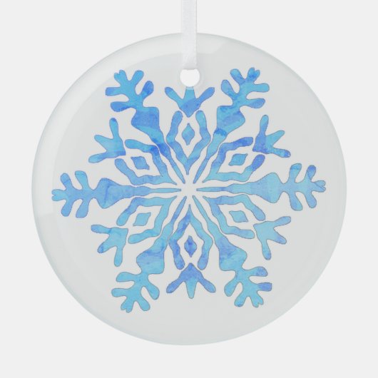 Verre Design de flocon de neige bleu sur un ornement en  (Recto)