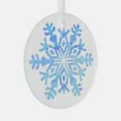 Verre Design de flocon de neige bleu sur un ornement en  (Avant droite)