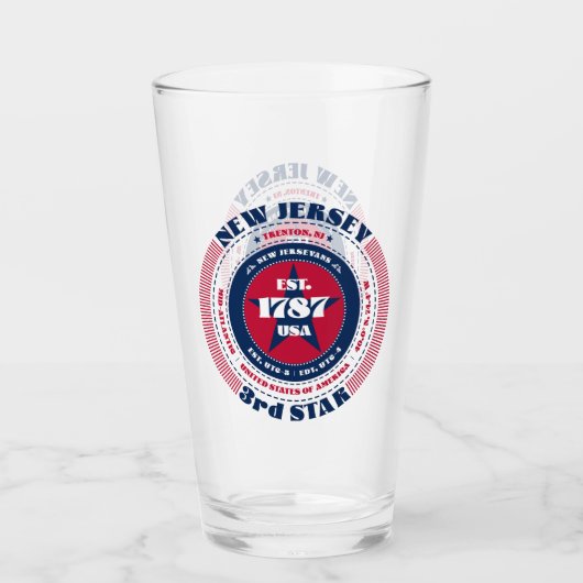 Verre Design de typographie circulaire du New Jersey (Devant)