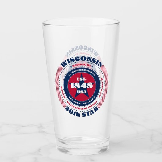 Verre Design de typographie circulaire du Wisconsin (Devant)