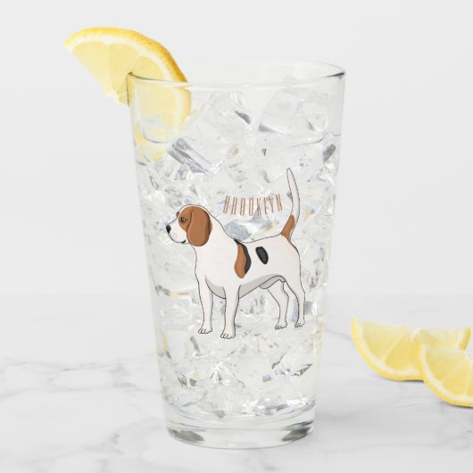 Verre dessin animé de chien beagle (Devant glace)