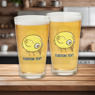 Verre Dessin animé d'oiseau jaune