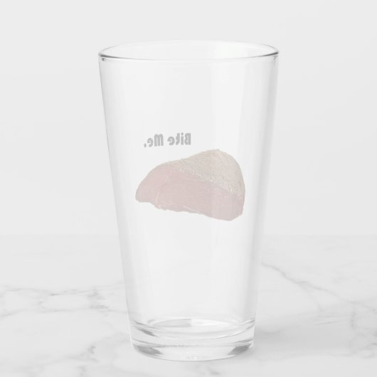 Verre Dessin animé drôle de steak, design de jeu de mots (Dos)