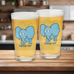Verre Dessin animé éléphant bleu