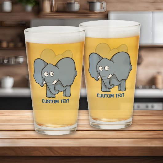 Verre Dessin animé éléphant gris