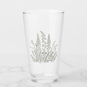 Verre Dessin botanique de prairie fleurie sauvage