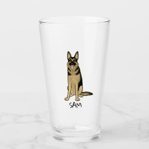 Verre Dessin de chien berger allemand GSD personnalisé