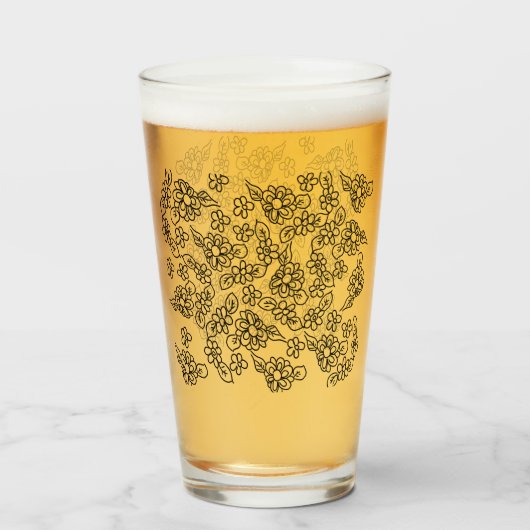 Verre dessin floral simple (Dos (rempli))