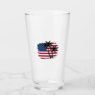 Verre Dessin vectoriel de plage patriotique avec drapeau