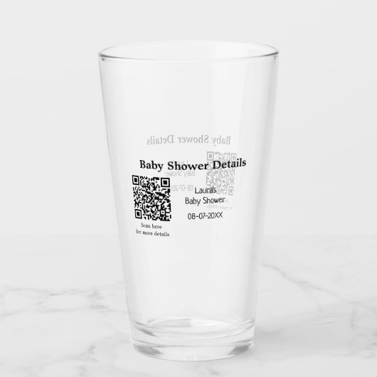 Verre DÉTAILS DU baby shower QR SCAN CODE RU MODERNE MIN (Devant)