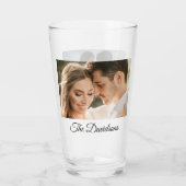 Verre Deux photos et Script personnalisé 16oz Pint Glass (Dos)