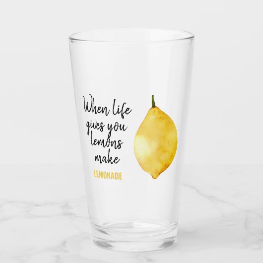Verre Devis jaune citron amusant (Devant)