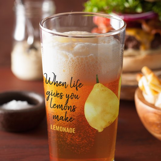 Verre Devis jaune citron amusant