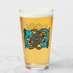 Verre Dieu aztèque Xolotl combattant l'art tribal de la