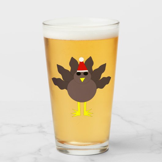 Verre Dinde de Noël mignonne (Devant (rempli))