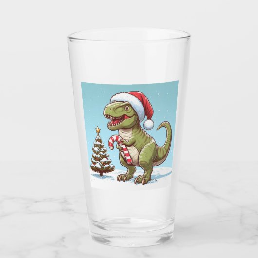 Verre Dinosaure sucre de canne de Noël mignon (Devant)