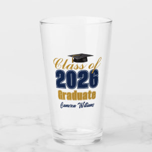 Verre Diplômé Promotion 2026 Bleu Marine Or personnalisé