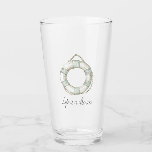 Verre Dispositif flottant rond blanc menthe océan mer (Devant)