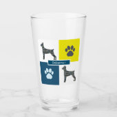 Verre Doberman Pinscher Chien Silhouette & Paw Grille Y& (Devant)