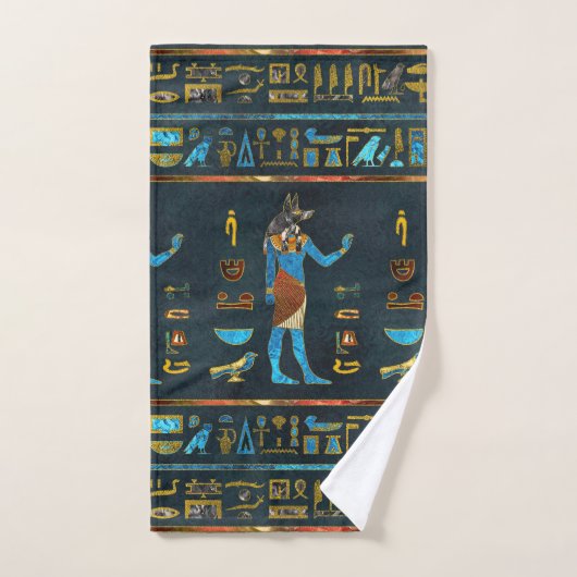Verre d'or d'Anubis, bleu et rouge égyptien (Serviette à main)