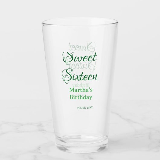 Verre Douce Seize nom date calligraphie boho rétro (Devant)