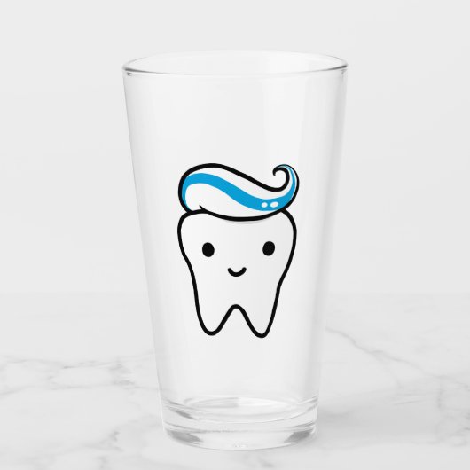 Verre Doux dent souriante avec dentifrice (Devant)