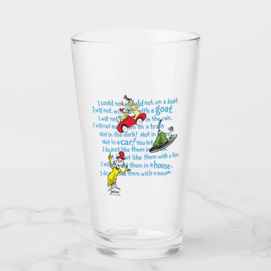Verre Dr Seuss | Oeufs verts et Motif de livres de conte (Devant)