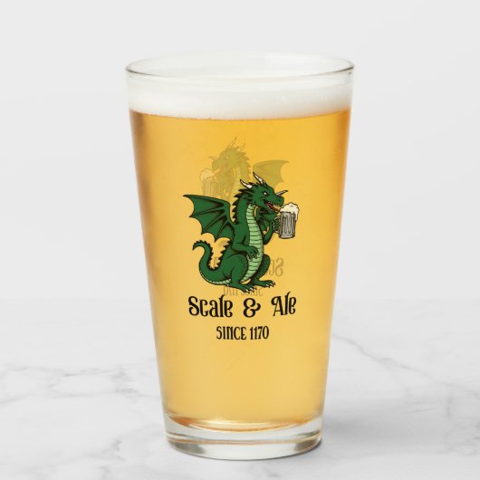 Verre Dragon Buveur de Bière (Devant (rempli))