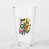 Verre Dragon chinois vert Koi (Devant)