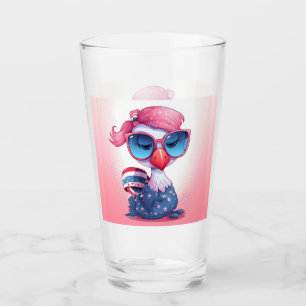 Verre Drapeau américain avec Flamant rose Cartoon-69679