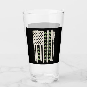 Verre Drapeau américain avec trèfles pour la Saint-Patri